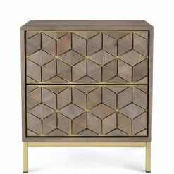 MOES CUBIC MANGO WOOD + BRASS NIGHTSTAND Furniture