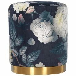 TOV CYDNEY VINTAGE FLORAL VELVET OTTOMAN Furniture