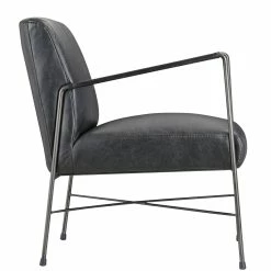 MOES DAGWOOD BLACK LEATHER ARM CHAIR