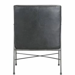 MOES DAGWOOD BLACK LEATHER ARM CHAIR