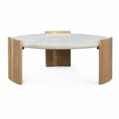 MOES Furniture DALA LIGHT OAK + MARBLE COFFEE TABLE