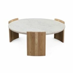 MOES Furniture DALA LIGHT OAK + MARBLE COFFEE TABLE