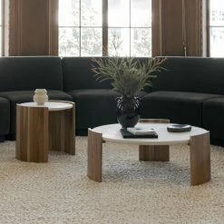 MOES Furniture DALA LIGHT OAK + MARBLE COFFEE TABLE