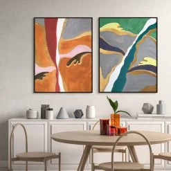 L ART "DANCING WITH YOU I" METALLIC GOLD EMBELLISHED CANVAS ART