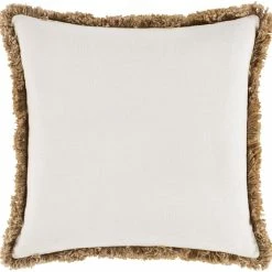 SURYA DEJA JUTE EMBROIDERED FRINGE PILLOW Pillows + Decor