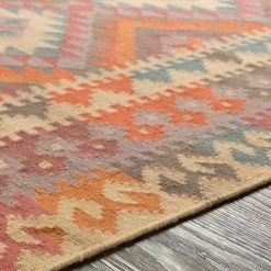Brand new 😀 SURYA DEJA KILIM RUG: ORANGE SUNRISE ⌛ 9 SURYA DEJA KILIM RUG: ORANGE SUNRISE