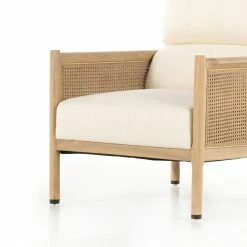 FOUR HANDS Furniture DEMPSEY CANE PANELED ARM CHAIR: IVORY
