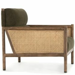 FOUR HANDS Furniture DEMPSEY CANE PANELED ARM CHAIR: OLIVE