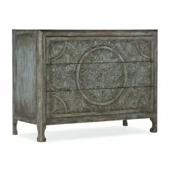 HOOKER Furniture DHARMA ANTIQUE BLUE CARVED WOOD ACCENT CHEST