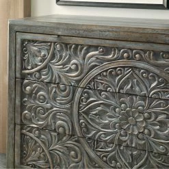 HOOKER Furniture DHARMA ANTIQUE BLUE CARVED WOOD ACCENT CHEST