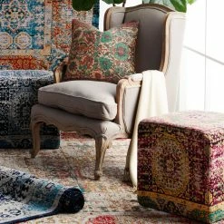 SURYA DHARMA CUBE OTTOMAN: FUCHSIA, EMERALD Living Room