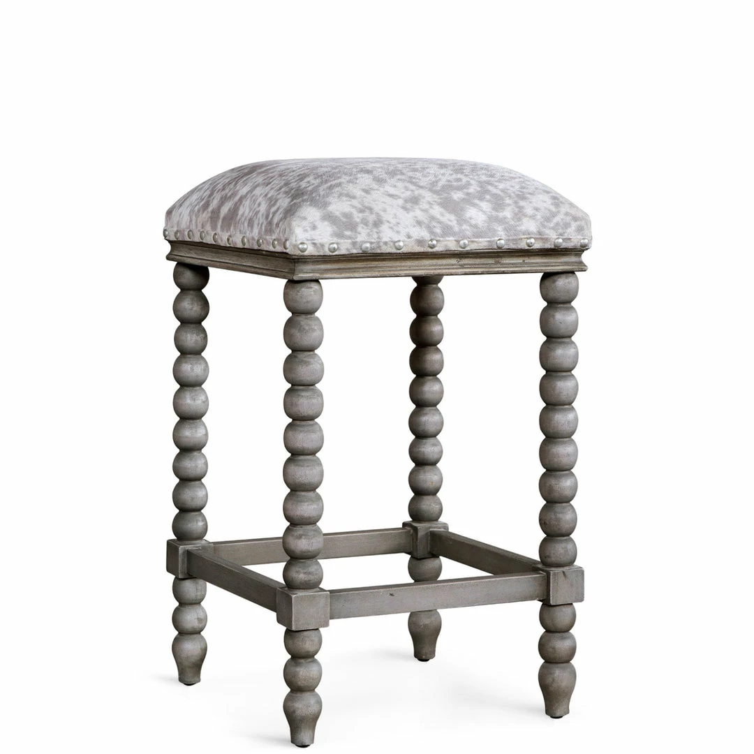 Discount ❤️ UTTERMOST DHARMA FRENCH GREY + FAUX HIDE COUNTER STOOL ✨ 2 UTTERMOST DHARMA FRENCH GREY + FAUX HIDE COUNTER STOOL