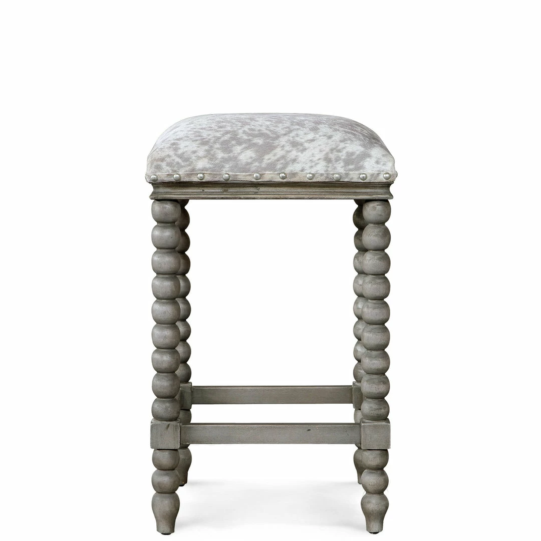 Discount ❤️ UTTERMOST DHARMA FRENCH GREY + FAUX HIDE COUNTER STOOL ✨ 1 UTTERMOST DHARMA FRENCH GREY + FAUX HIDE COUNTER STOOL