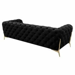 VIG DIETRICH BUTTON TUFTED VELOUR SOFA: BLACK Furniture