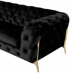 VIG DIETRICH BUTTON TUFTED VELOUR SOFA: BLACK Furniture