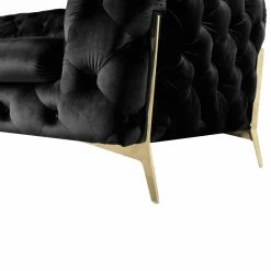 VIG DIETRICH BUTTON TUFTED VELOUR SOFA: BLACK Furniture