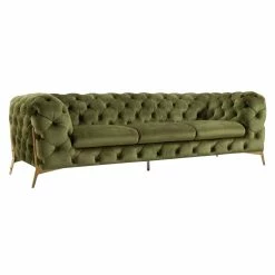 VIG Furniture DIETRICH BUTTON TUFTED VELOUR SOFA: MOSS GREEN