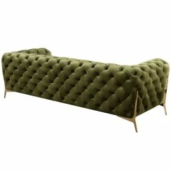 VIG Furniture DIETRICH BUTTON TUFTED VELOUR SOFA: MOSS GREEN