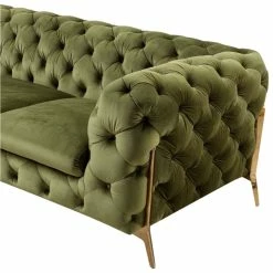 VIG Furniture DIETRICH BUTTON TUFTED VELOUR SOFA: MOSS GREEN
