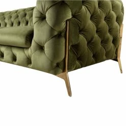VIG Furniture DIETRICH BUTTON TUFTED VELOUR SOFA: MOSS GREEN