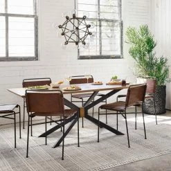 FOUR HANDS DISTRESSED FAUX LEATHER SLING DINING CHAIR