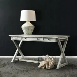 HOOKER DIXON VINTAGE GREY X-BASE WRITING DESK