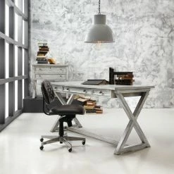 HOOKER DIXON VINTAGE GREY X-BASE WRITING DESK
