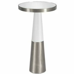 UTTERMOST DIXON WHITE & NICKEL ACCENT TABLE Living Room