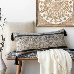 SURYA Pillows + Decor DOLA WOVEN COTTON LUMBAR PILLOW