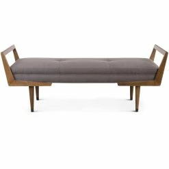 UTTERMOST Living Room DRAPER MID-CENTURY MODERN BENCH: TAUPE-GREY