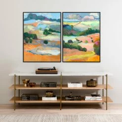 L ART "DREAMING THE SKY" CANVAS ART DIPTYCH