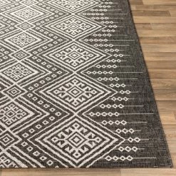 SURYA YAEL OUTDOOR RUG: BLACK + WHITE