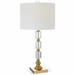 SALT EDITH CRYSTAL + PLATED BRASS TABLE LAMP Lighting