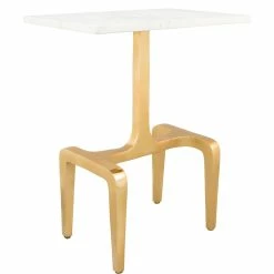 ZUO ELISKA GILT MARBLE TOP ACCENT TABLE
