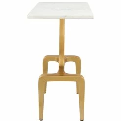 ZUO ELISKA GILT MARBLE TOP ACCENT TABLE