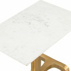 ZUO ELISKA GILT MARBLE TOP ACCENT TABLE