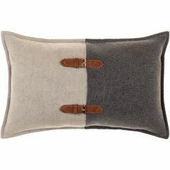 SURYA Pillows + Decor ELLIS LEATHER BUCKLE LUMBAR PILLOW