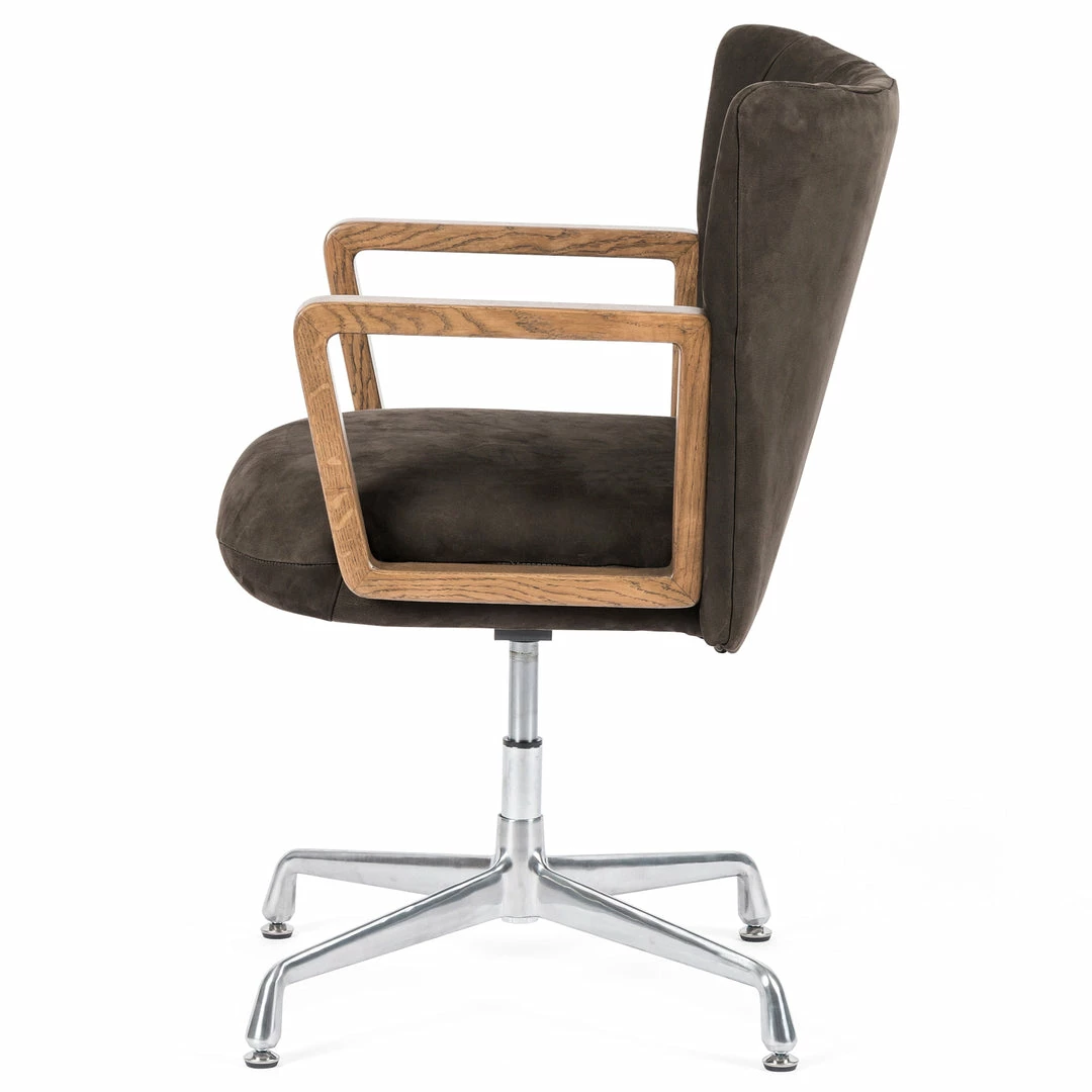 Hot Sale ⌛ FOUR HANDS EMBRY SWIVEL DESK CHAIR: NUBUCK CHARCOAL ✔️ 11 FOUR HANDS EMBRY SWIVEL DESK CHAIR: NUBUCK CHARCOAL