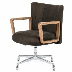 Hot Sale ⌛ FOUR HANDS EMBRY SWIVEL DESK CHAIR: NUBUCK CHARCOAL ✔️ 14 FOUR HANDS EMBRY SWIVEL DESK CHAIR: NUBUCK CHARCOAL
