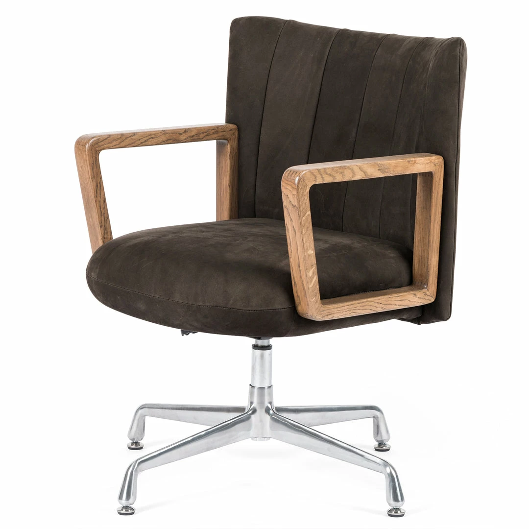 Hot Sale ⌛ FOUR HANDS EMBRY SWIVEL DESK CHAIR: NUBUCK CHARCOAL ✔️ 3 FOUR HANDS EMBRY SWIVEL DESK CHAIR: NUBUCK CHARCOAL