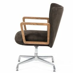 Hot Sale ⌛ FOUR HANDS EMBRY SWIVEL DESK CHAIR: NUBUCK CHARCOAL ✔️ 15 FOUR HANDS EMBRY SWIVEL DESK CHAIR: NUBUCK CHARCOAL