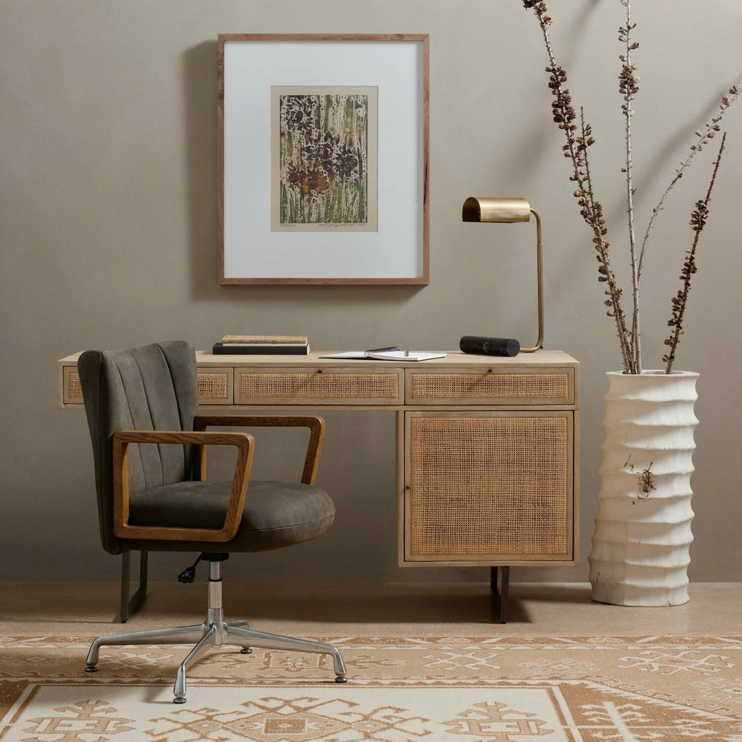 Hot Sale ⌛ FOUR HANDS EMBRY SWIVEL DESK CHAIR: NUBUCK CHARCOAL ✔️ 2 FOUR HANDS EMBRY SWIVEL DESK CHAIR: NUBUCK CHARCOAL