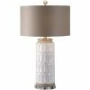 UTTERMOST EMILIA DISTRESSED GLOSS WHITE EMBOSSED CERAMIC LAMP Lighting