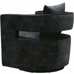 TOV EMORY BLACK VELVET SWIVEL CHAIR Living Room