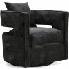 TOV EMORY BLACK VELVET SWIVEL CHAIR Living Room