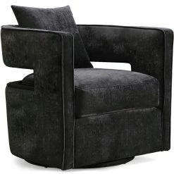 TOV EMORY BLACK VELVET SWIVEL CHAIR Living Room