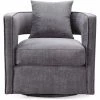 TOV EMORY GREY VELVET SWIVEL CHAIR