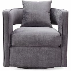 TOV EMORY GREY VELVET SWIVEL CHAIR
