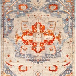 SURYA ETTA RUG: GREY, ORANGE