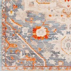 SURYA ETTA RUG: GREY, ORANGE